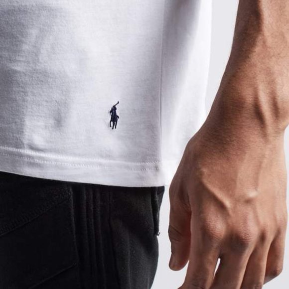 POLO Ralph Lauren SUPREME COMFORT CREWNECK TEE T-Shirt White Blue Pony PL86FR - Picture 3 of 6